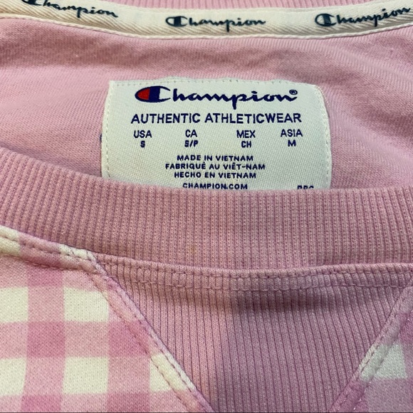 Champion Women's Campus French Terry Crew, Sweatshirt Gingham/ICE Cake Sz.Small - Picture 5 of 7